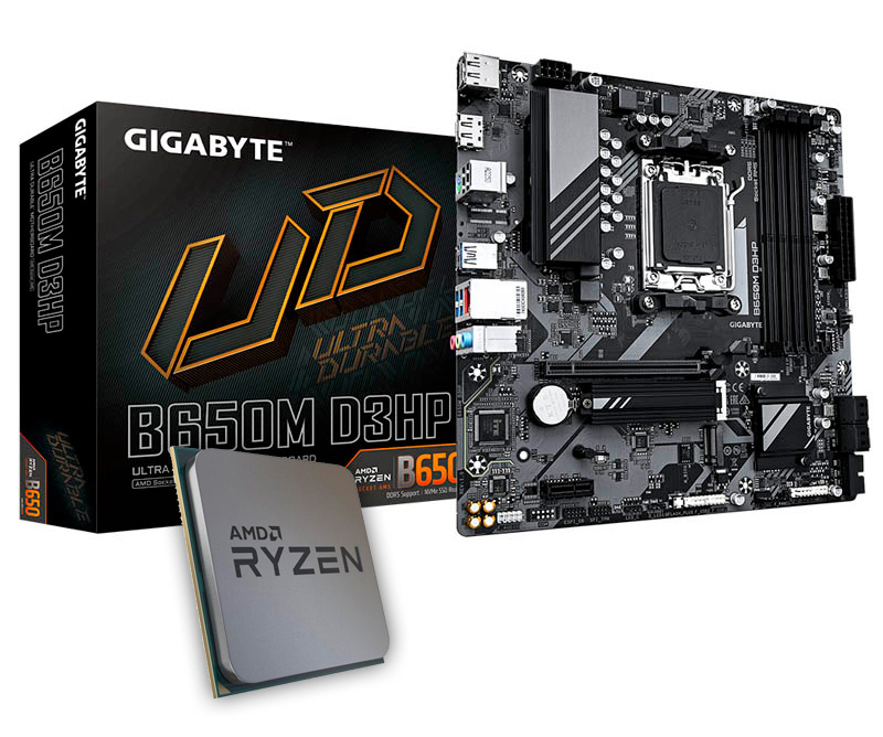 Pack AMD Ryzen 5 7600X 5.3GHz Tray + Gigabyte B650M D3HP
