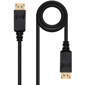 Cable DisplayPort 1.4 Nanocable 8K negro de 1.5m con conectores reforzados y pestañas de seguridad. Cables de PC | COOLMOD