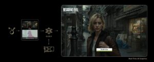 Demostración de los vectores de color y movimiento para iluminación y materiales fotorrealistas en el juego Resident Evil Requiem