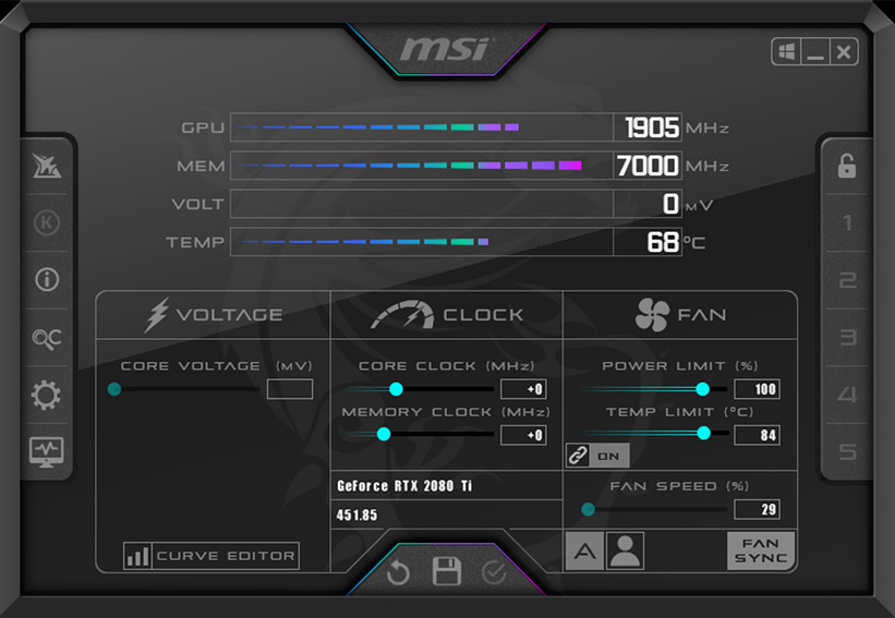 Panel de msi afterburner Panel de msi afterburner