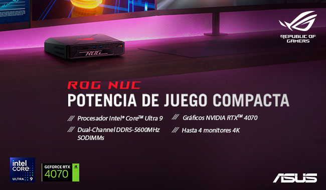 ROG NUC | Potencia de juego compacta: Intel Core Ultra 9 y RTX 4070