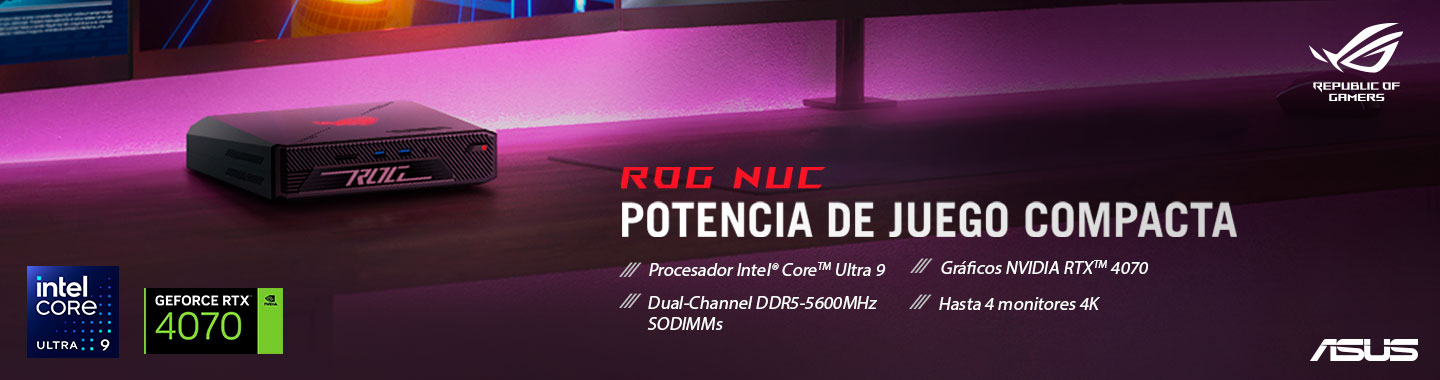 ROG NUC | Potencia de juego compacta: Intel Core Ultra 9 y RTX 4070