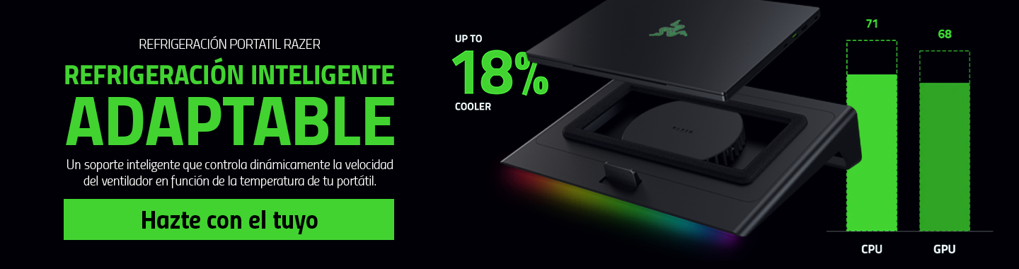 Soporte Portátil Razer Cooling Pad RGB Inteligente 14'' a 18''