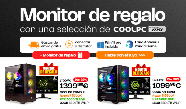 COOLPCs Powered By MSI con monitor y tarjeta de red de regalo