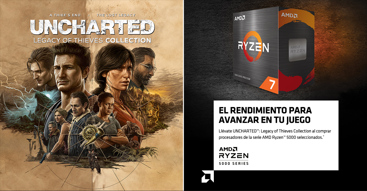 Llévate UNCHARTED: Legacy of Thieves Collection al comprar un procesador de la serie AMD Ryzen 5000