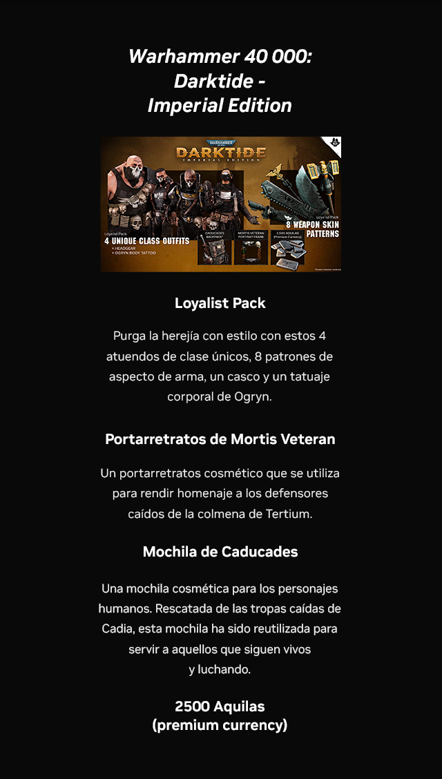 Información Warhammer 40000: Darktide - Imperial Edition