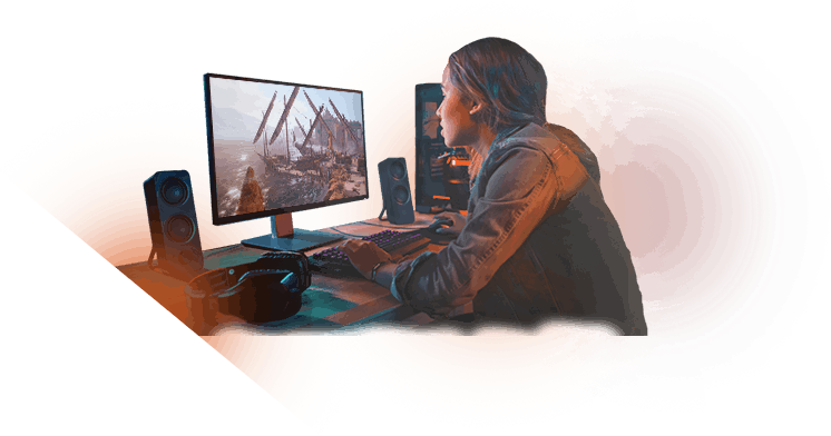Chica jugando setup gaming
