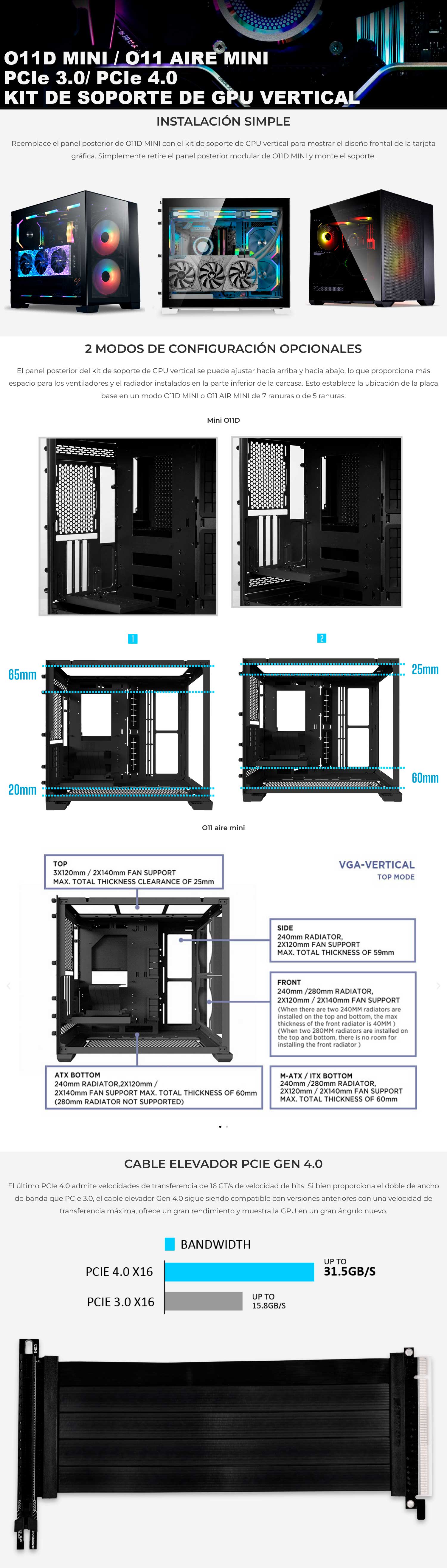 Lian Li 011D-MINI PCIe 4.0 Vertical Blanco