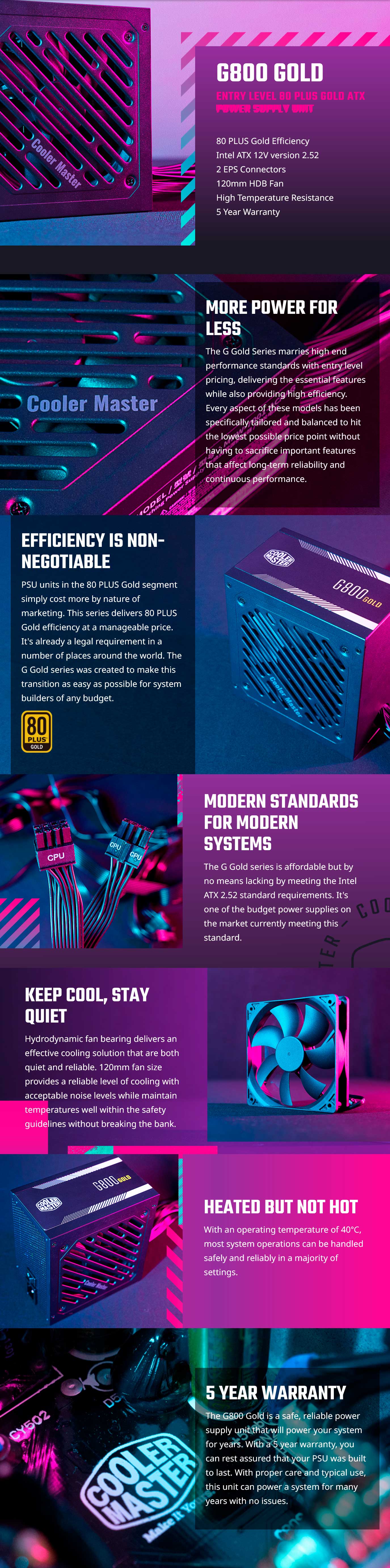 Cooler Master G Gold 80 Plus Gold 800W Bulk 