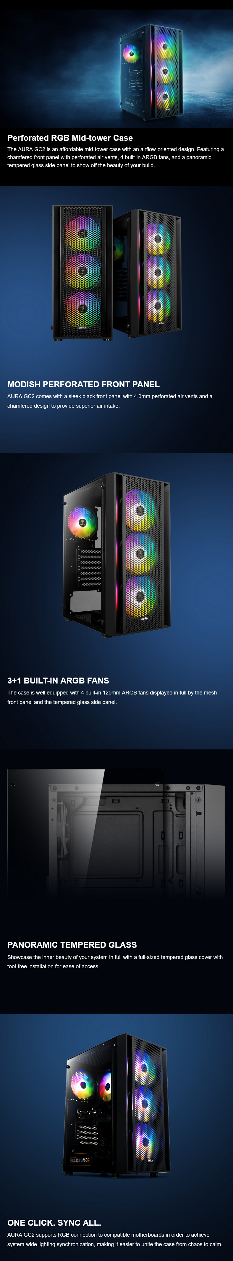 Caja/Torre Gamdias Aura GC2 Negro
