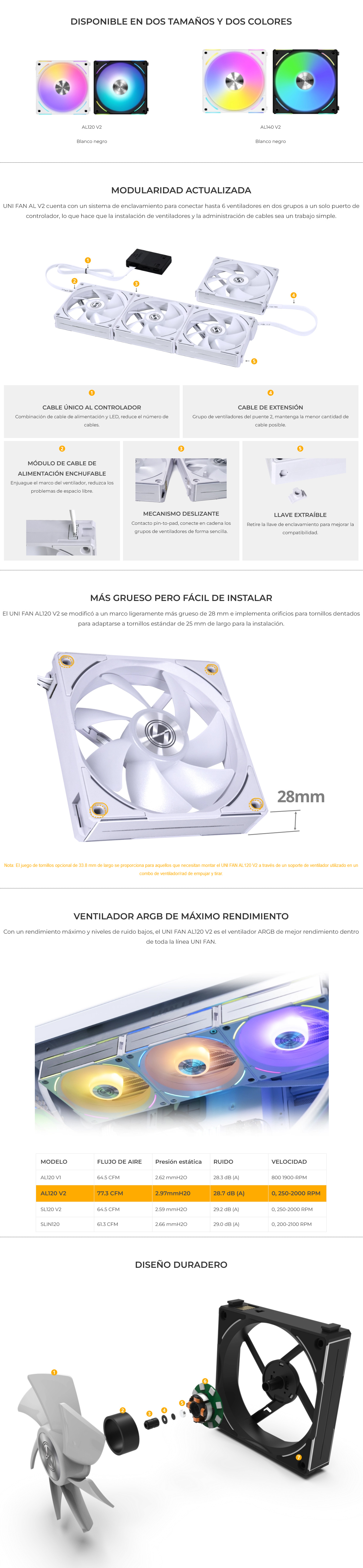 Ventilador Lian Li Uni Fan AL 140 V2 ARGB 140mm Blanco 2