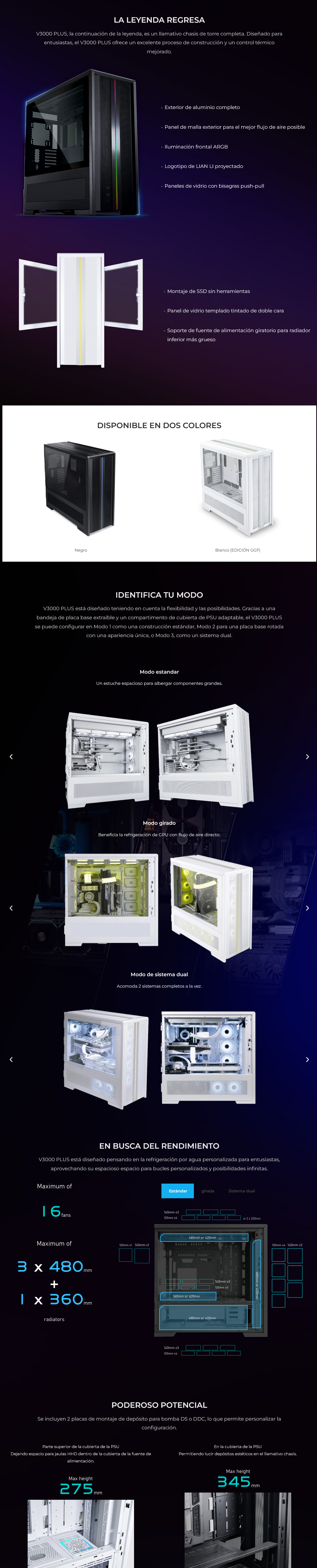 Caja/Torre Lian Li V3000 Plus E-ATX Blanco