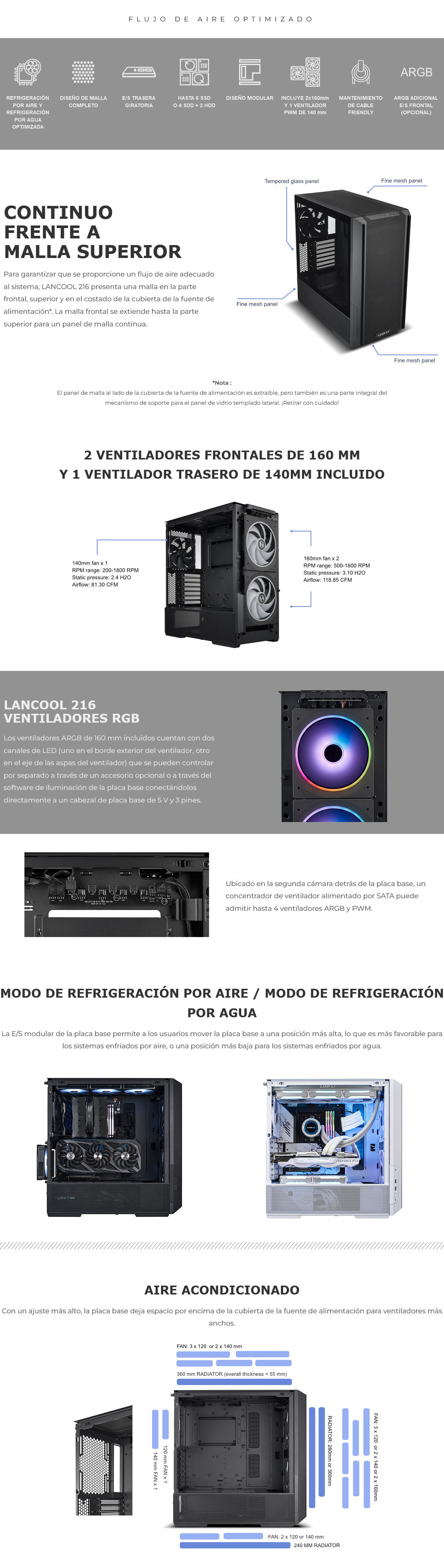 Caja/Torre  Lian Li Lancool 216 Mesh RGB Negro 2