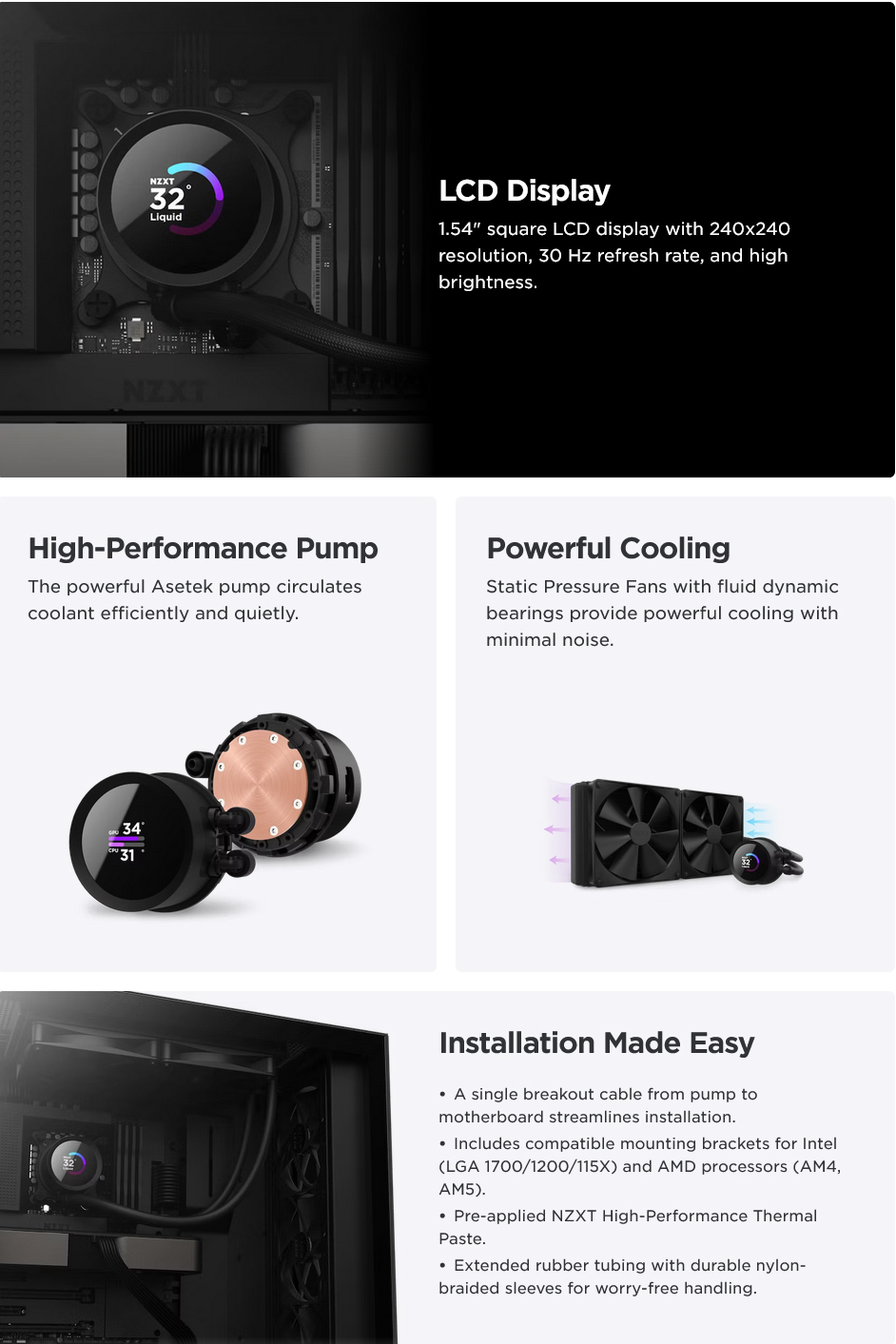 Kit Refrigeración Líquida NZXT Kraken 240 LCD Display Negro