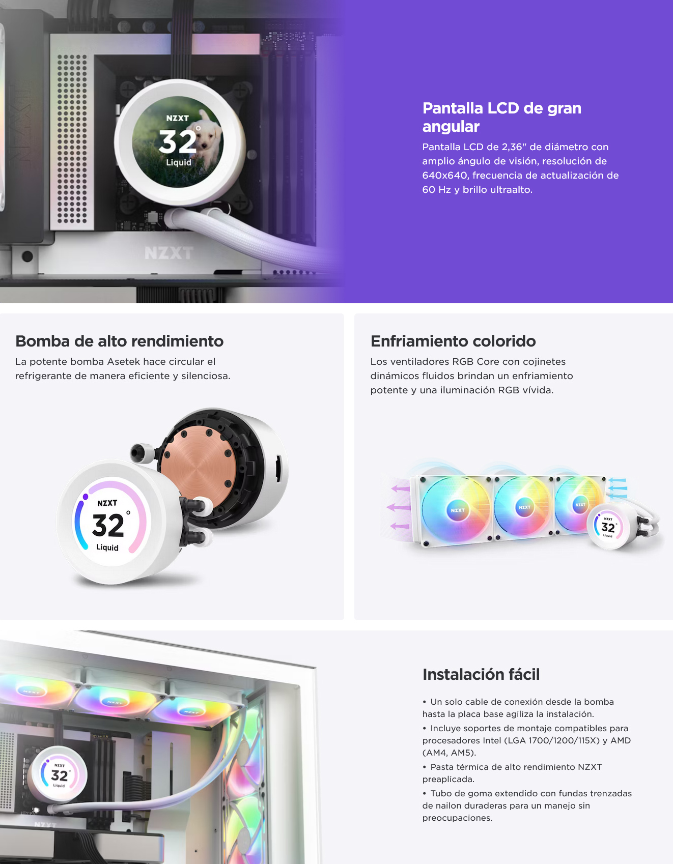 Kit Refrigeración Líquida NZXT Kraken Elite 360 RGB LCD Display Negro