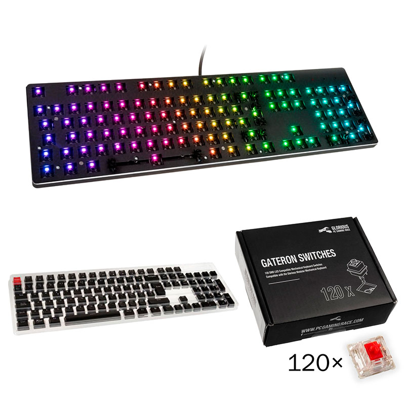 Bundle Teclado Glorious GMMK Full Size Gateron Red ISO DIY Kit