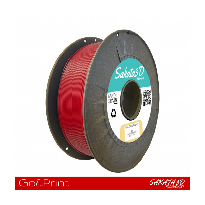 Bobina Sakata 3D Filamento PLA GO&PRINT 1.75mm 1Kg Rojo
