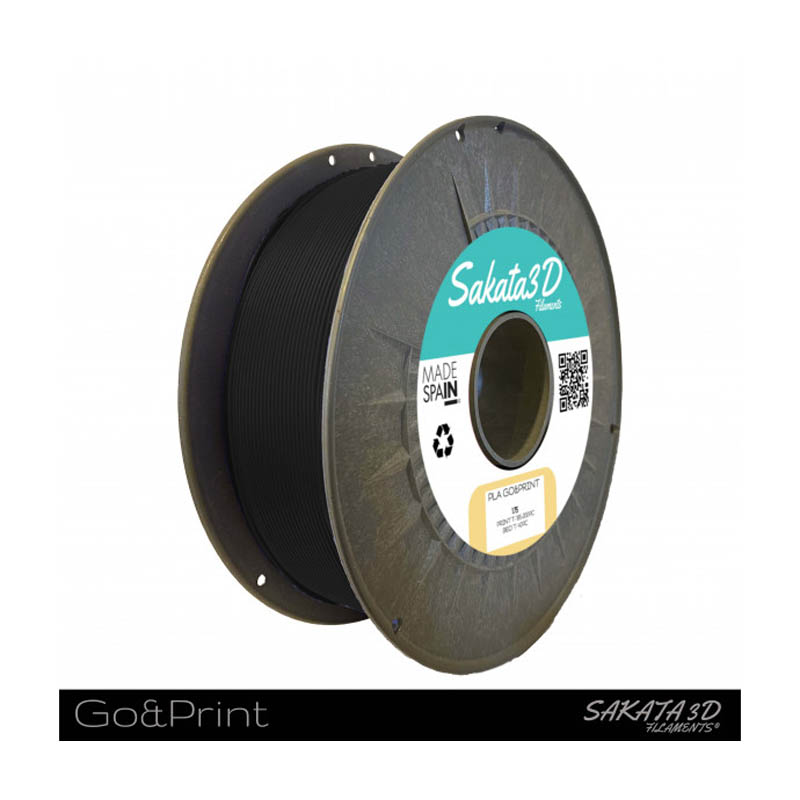 Bobina Sakata 3D Filamento PLA GO&PRINT 1.75mm 1Kg Negro