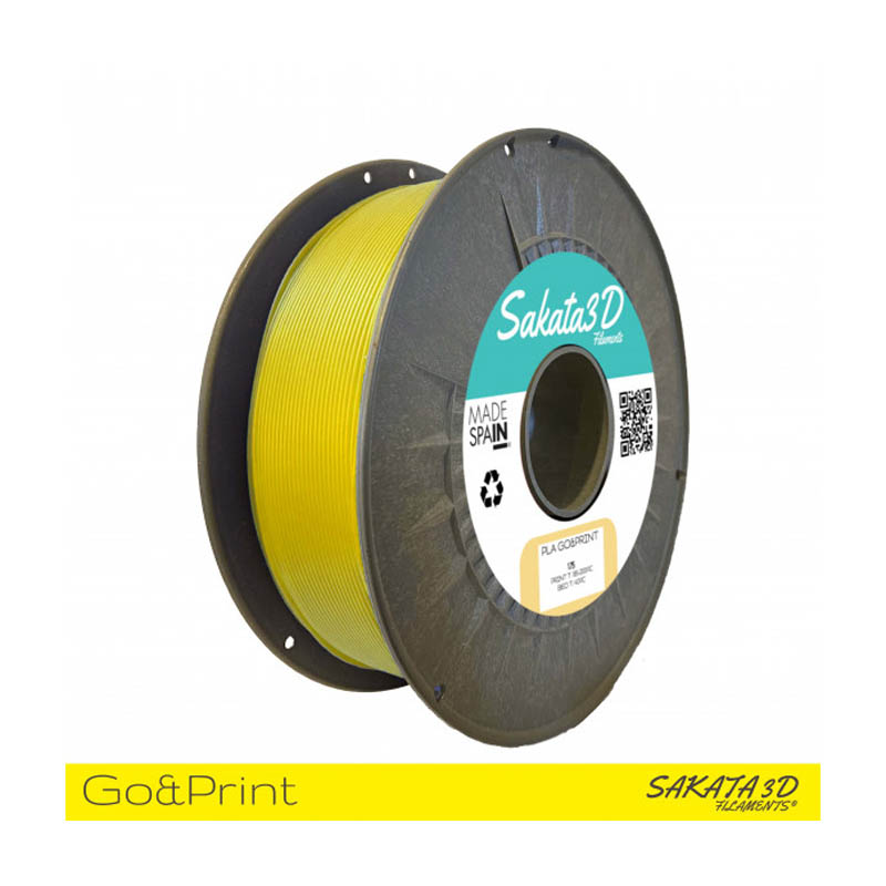 Bobina Sakata 3D Filamento PLA GO&PRINT 1.75mm 1Kg Amarillo