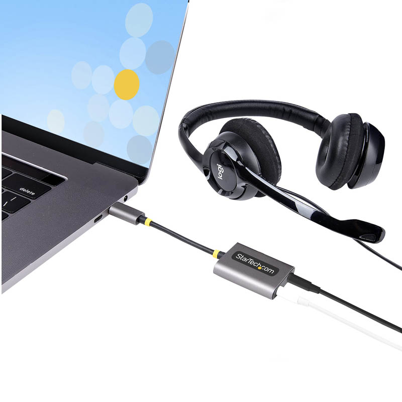 Divisor Startech.com DAC USB-C a 2 Auriculares Micrófono