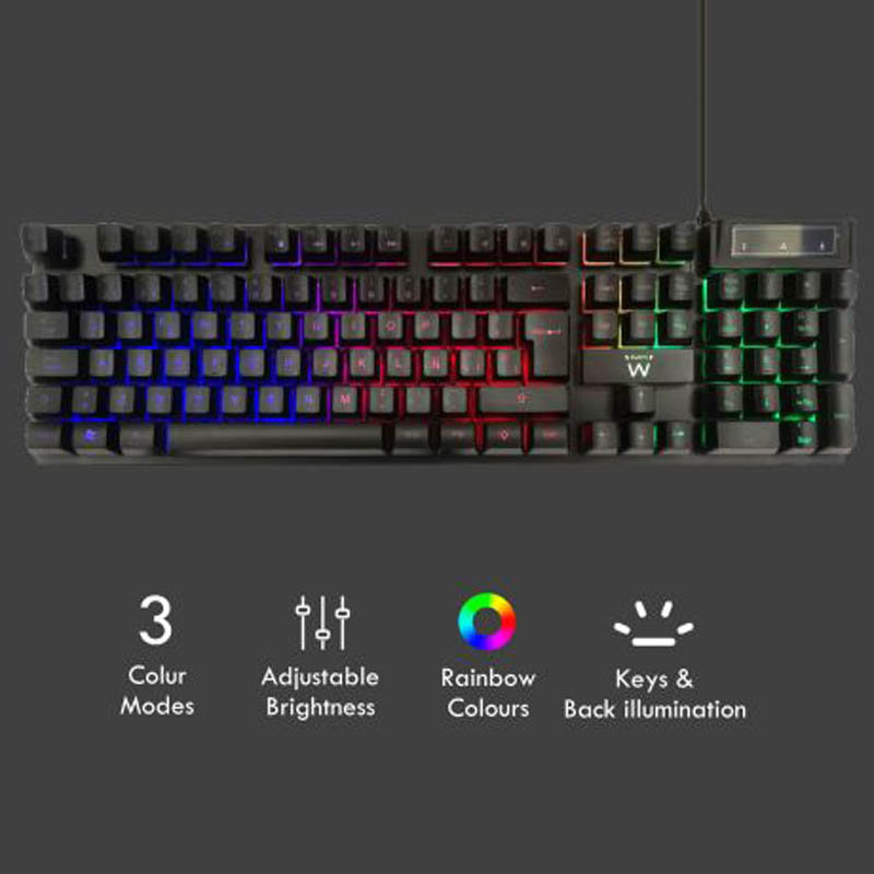 Combo Ewent PL3201 Teclado + Ratón Gaming Negro