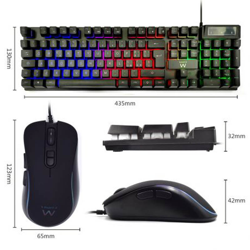 Combo Ewent PL3201 Teclado + Ratón Gaming Negro