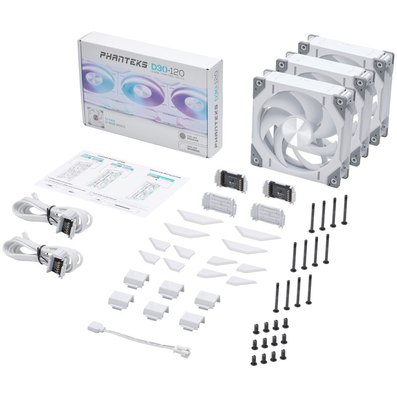 Ventilador   Phanteks D30 Pack 3u PWM DRGB 120mm Blanco