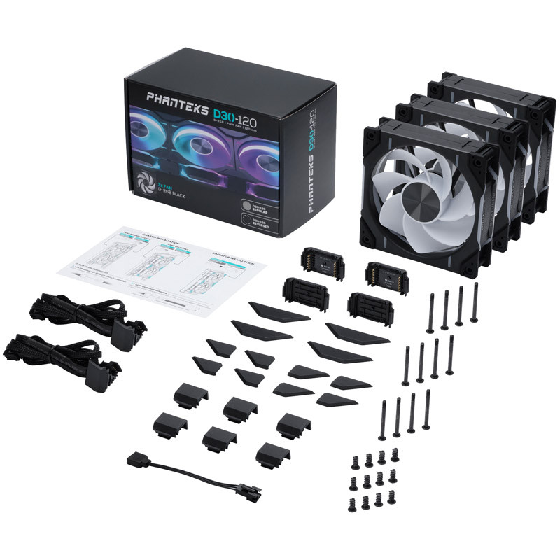 Ventilador  Phanteks D30 Pack 3u PWM DRGB Reverse 120mm Negro