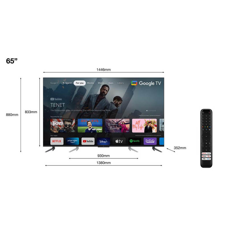 TV/Televisión TCL 65C649 65 pulgadas Smart TV 120Hz QLED 4K HDR Pro