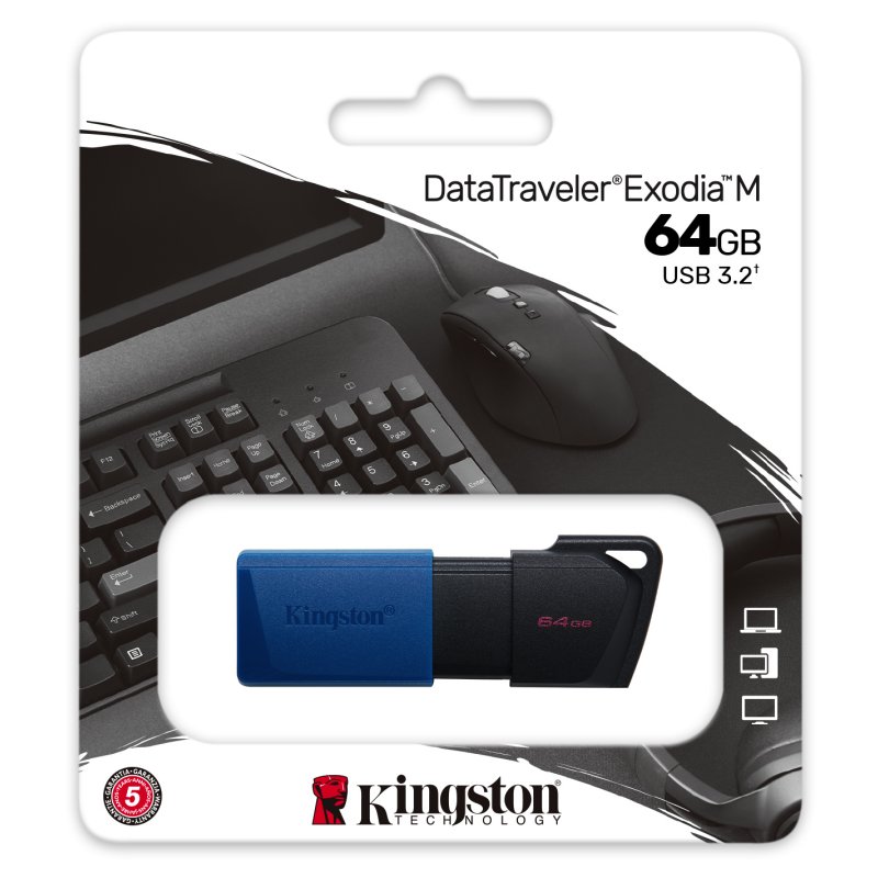 Pendrive Kingston DataTraveler Exodia M 64GB 3.2 Gen1 Azul