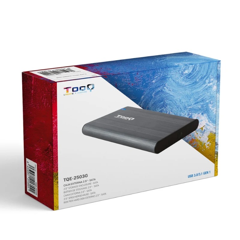 Caja Externa Tooq TQE-2503G 2.5 pulgadas SATA3 USB3.1 Gen1 Gris