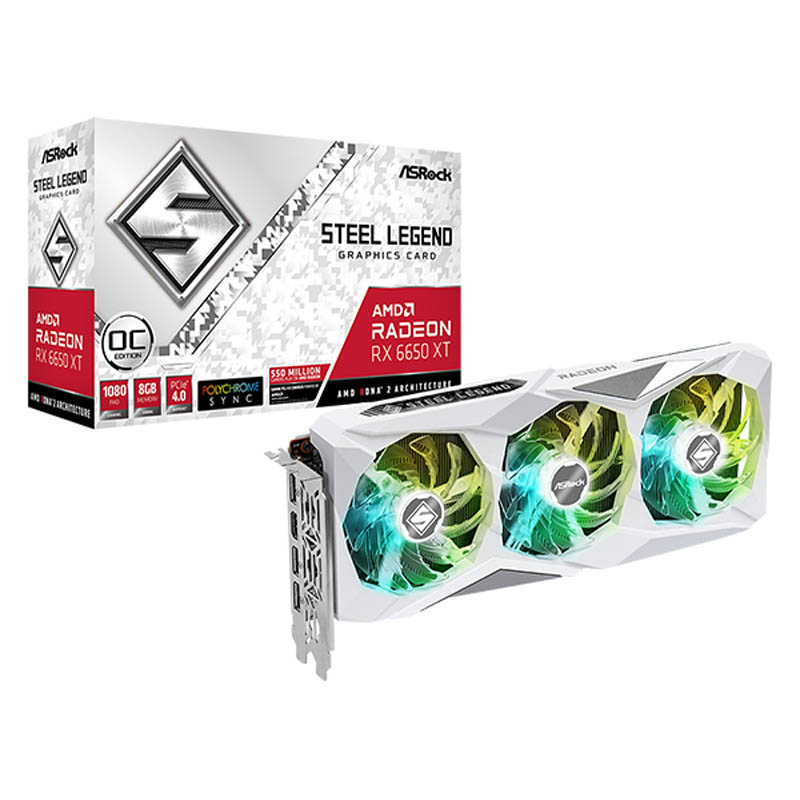 Tarjeta Gráfica ASRock Radeon RX 6650 XT Steel Legend Gaming OC 8GB GDDR6