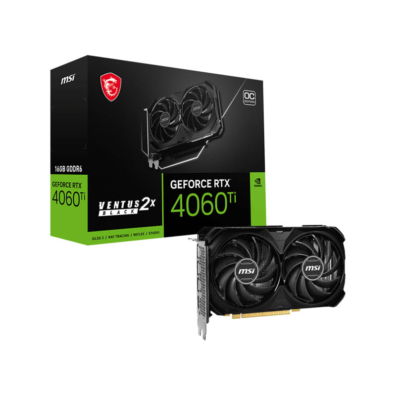 Tarjeta Gráfica MSI GeForce RTX 4060 Ti VENTUS 2X BLACK OC 16GB GDDR6 DLSS3