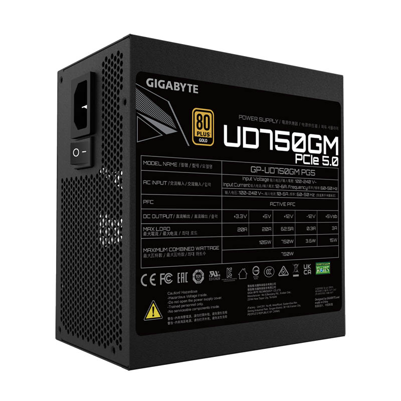 Fuente/PSU Gigabyte UD750GM PG5 80 Plus Gold 750W ATX 3.0 PCIE 5.0 Modular