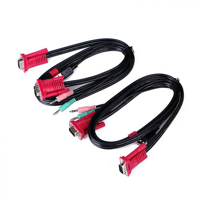Switch KVM Aisens A111-0064 KVM VGA USB 1U-2PC+Cable Negro