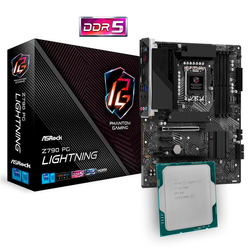 Pack  ASRock Z790 PG Lightning + Intel Core i7-12700K Tray