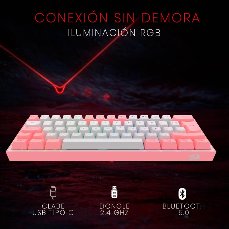 Teclado Redragon Fizz Pro K616 Gaming RGB Switch Red Blanco