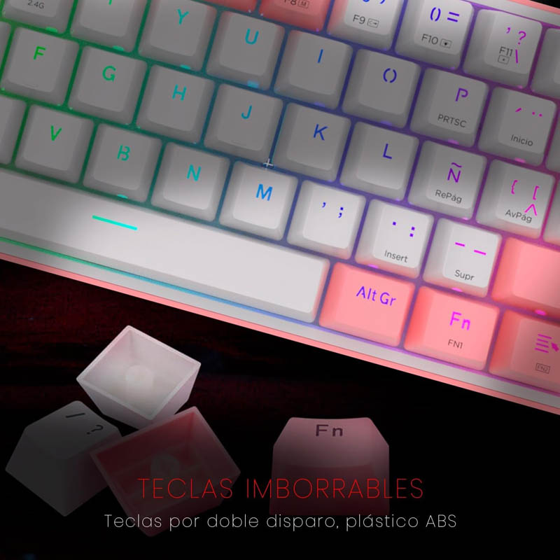 Teclado Redragon Fizz Pro K616 Gaming RGB Switch Red Blanco