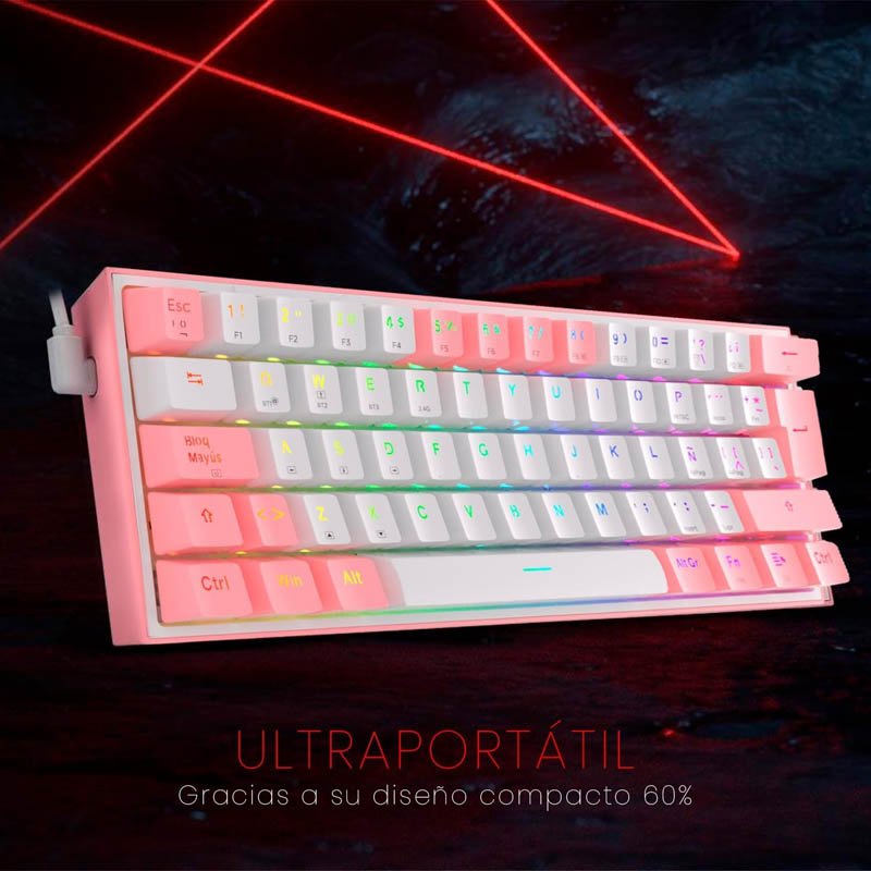 Teclado Redragon Fizz Pro K616 Gaming RGB Switch Red Blanco