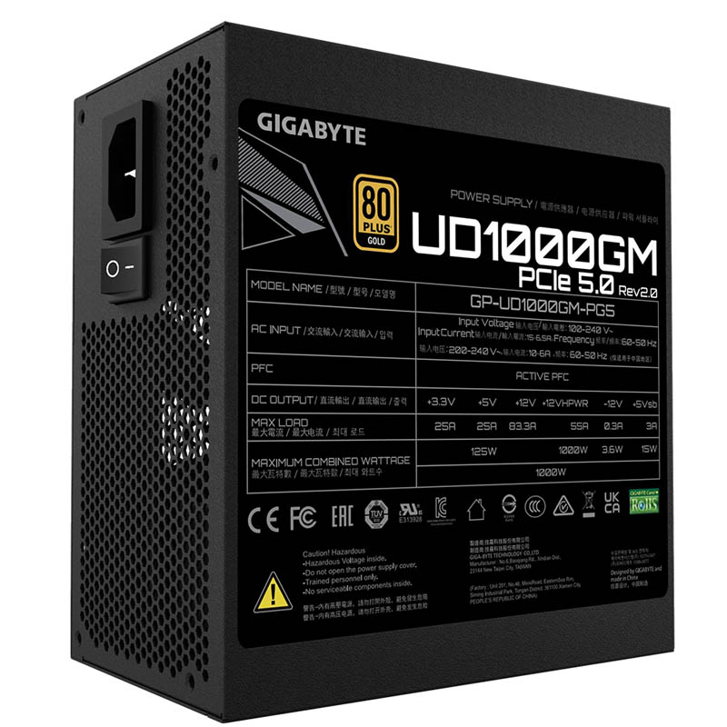 Fuente/PSU Gigabyte UD1000GM PG5 80 Plus Gold 1000W ATX 3.0 PCIE 5.0 Modular