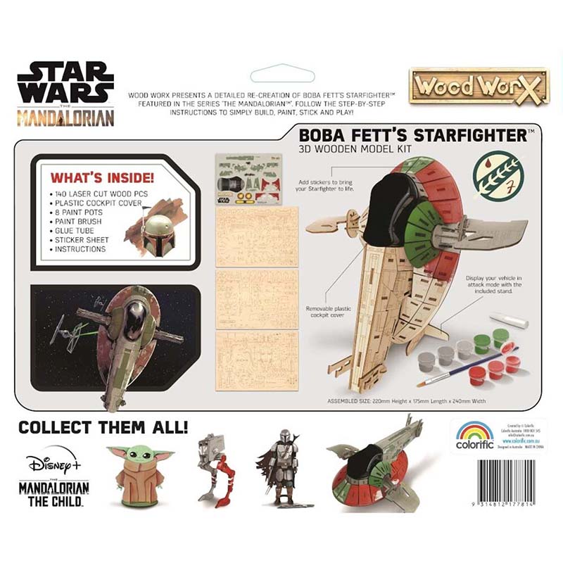 Réplica Woodwork Madera Para Pintar Star Wars Boba Fett Slave 1