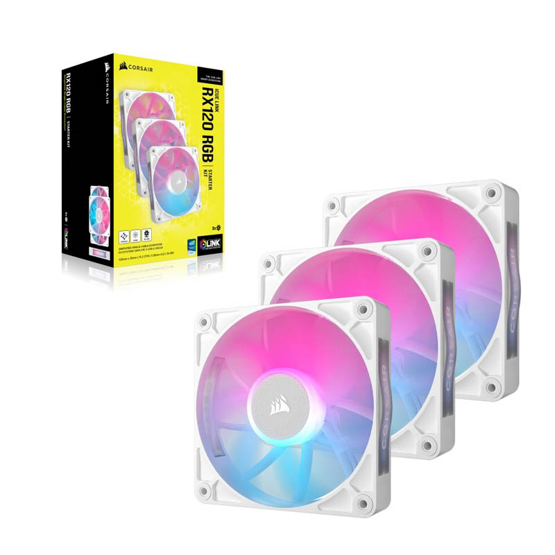 Ventilador Corsair iCUE LINK RX120 RGB 120mm PWM Triple Pack Blanco