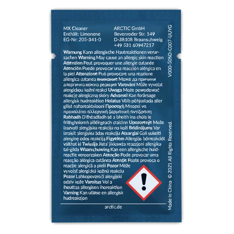 Toallitas Arctic MX Cleaner Box 40 Unidades