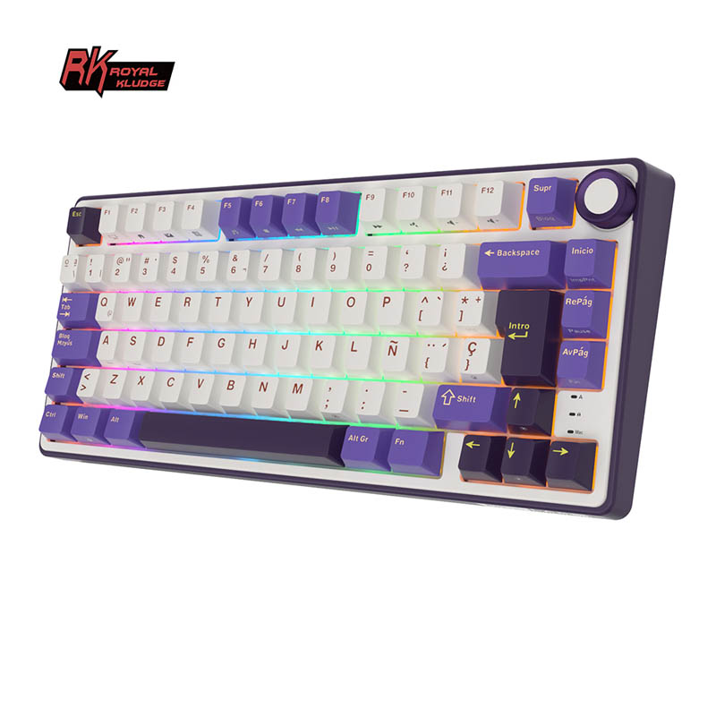 Teclado para Mac y Windows Royal Kludge RKR75 ISO-ES Hot-Swappable Switch Silver Speed Blackberry
