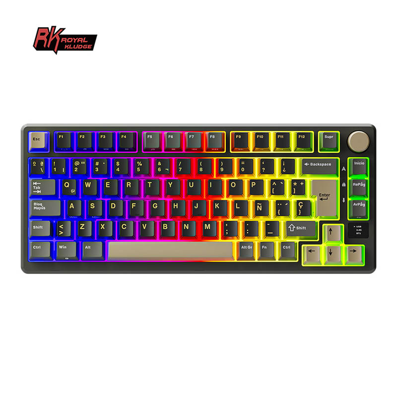 Teclado Gaming Royal Kludge RKM75 ISO-ES Hot-Swappable Switch Brown Wireless Phantom