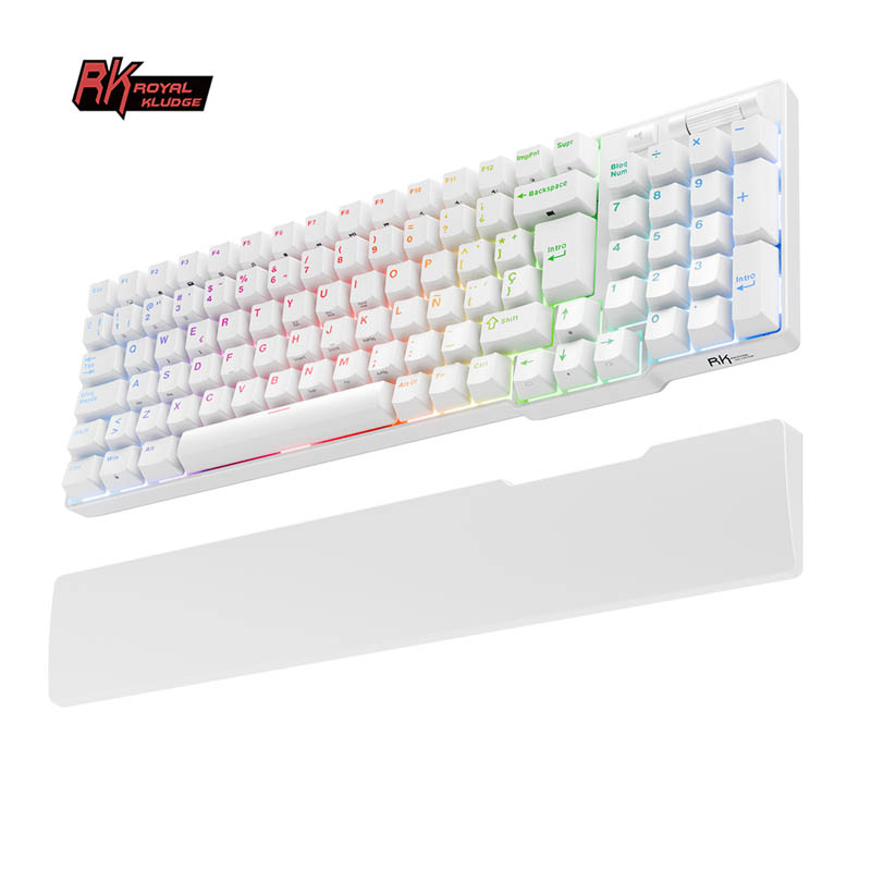 Teclado para Mac y Windows Royal Kludge RK96 ISO-ES Hot-Swappable Switch Brown Wireless Blanco