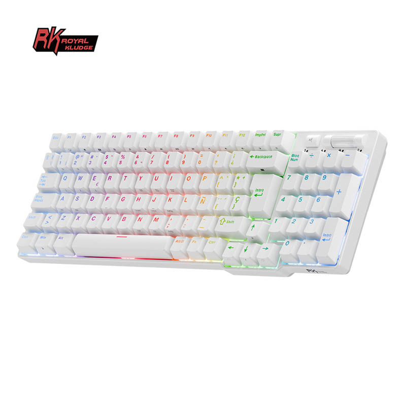 Teclado para Mac y Windows Royal Kludge RK96 ISO-ES Hot-Swappable Switch Brown Wireless Blanco