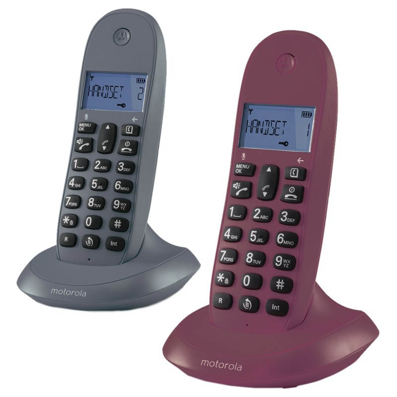 Teléfono Fijo Motorola C1002 LB Duo Gris Granate