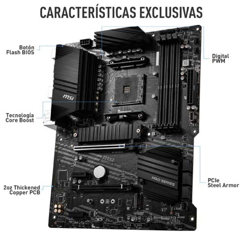 Pack  AMD Ryzen 7 5700X 4.6GHz Boxed + MSI B550-A PRO