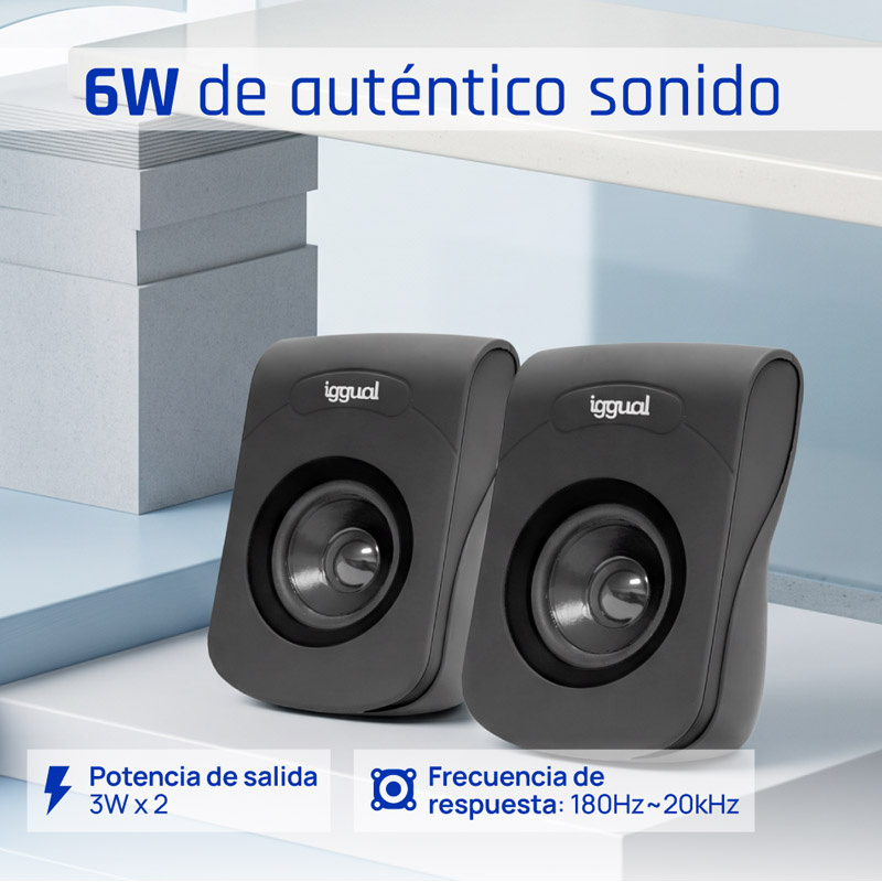 Altavoces iggual IGG316993 USB + Mini-Jack 6W